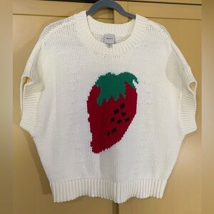 Maeve Cream Sweater with Red Strawberry Design